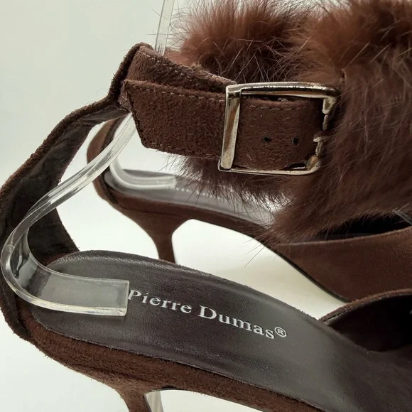 Pierre Dumas Carmela Women's Brown Micro Suede Slingback Stiletto Heels Sz 10 - Picture 6 of 16